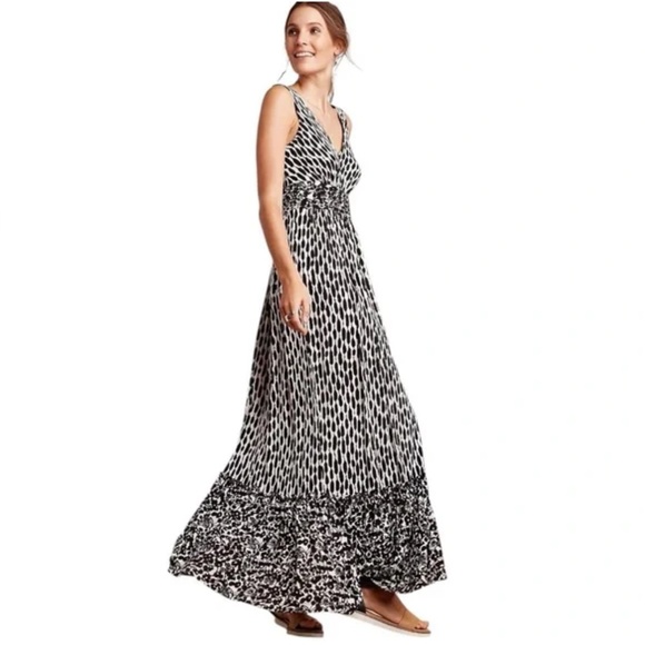 NWT Anthropologie Dress Plenty By Tracy Reece Maxi Black Print Marcia Stretch - Picture 5 of 16
